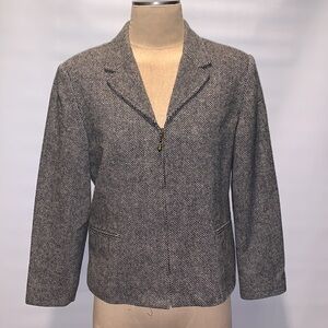 Graff gray tweed zippered blazer jacket, size 8 Petite